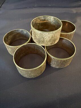 Mid-Century Modern Brushed Brass Napkin Rings